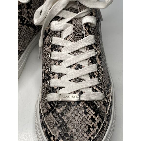 J/Slides Ludlow Lace Up Rounded toe Sneaker Black/Beige Embossed - Picture 11 of 12